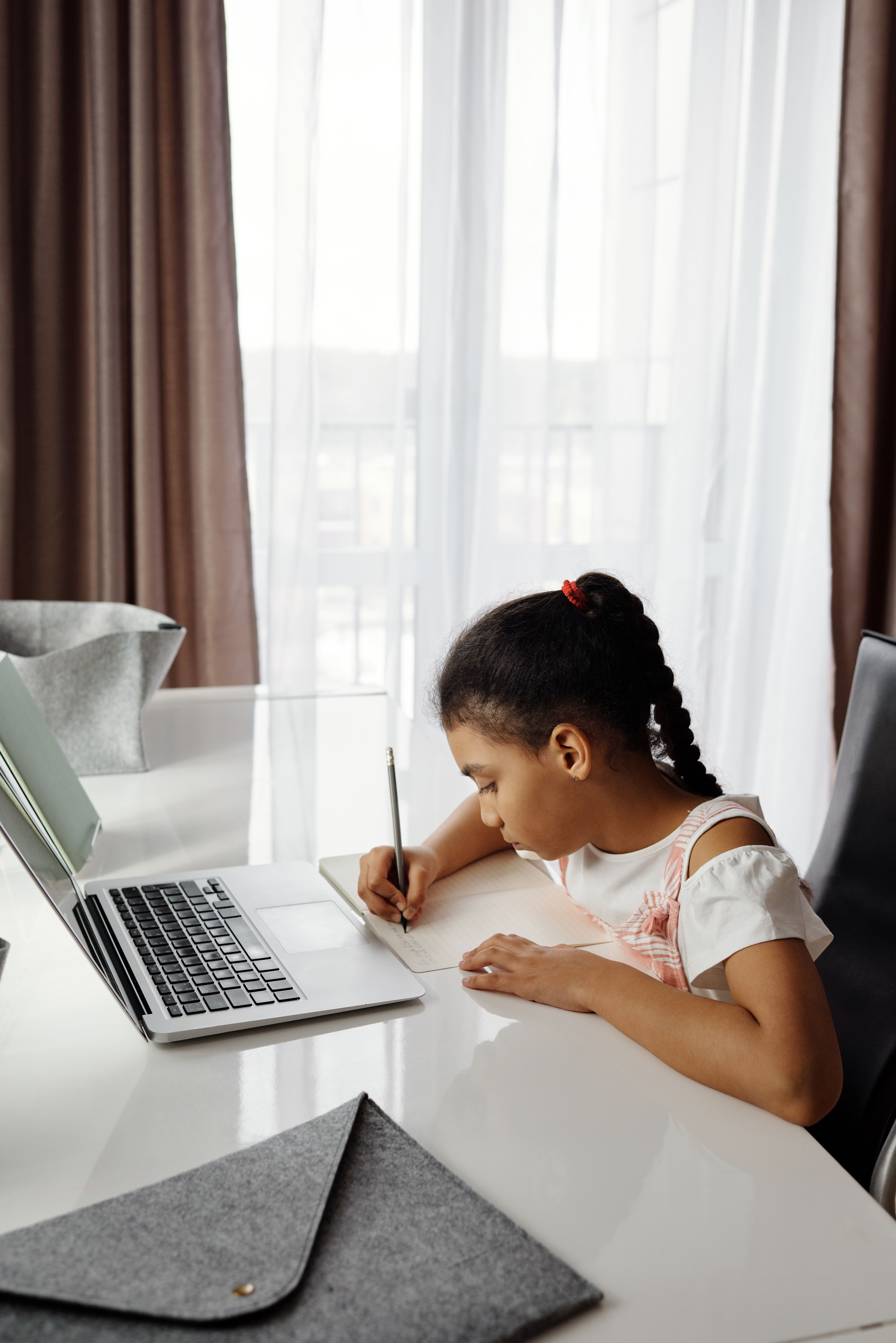 A young learner studying